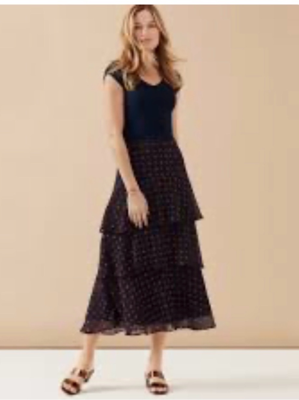 Ann Taylor Navy Tiered Skirt